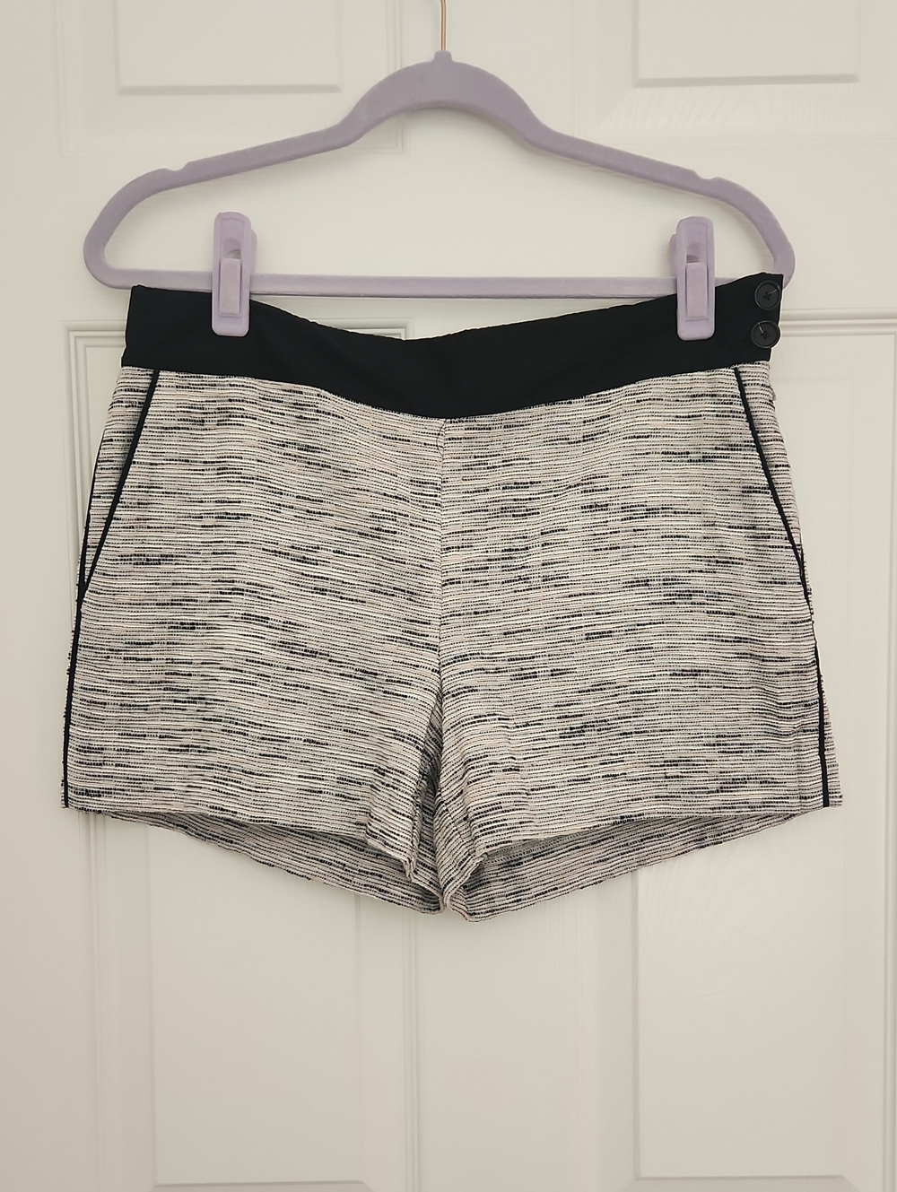 City Chic Knitted Ann Taylor White Black Gray Marled High-Waist Shorts